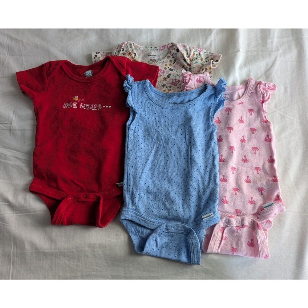 Gerber Short Sleeve Bodysuits, 3-6m